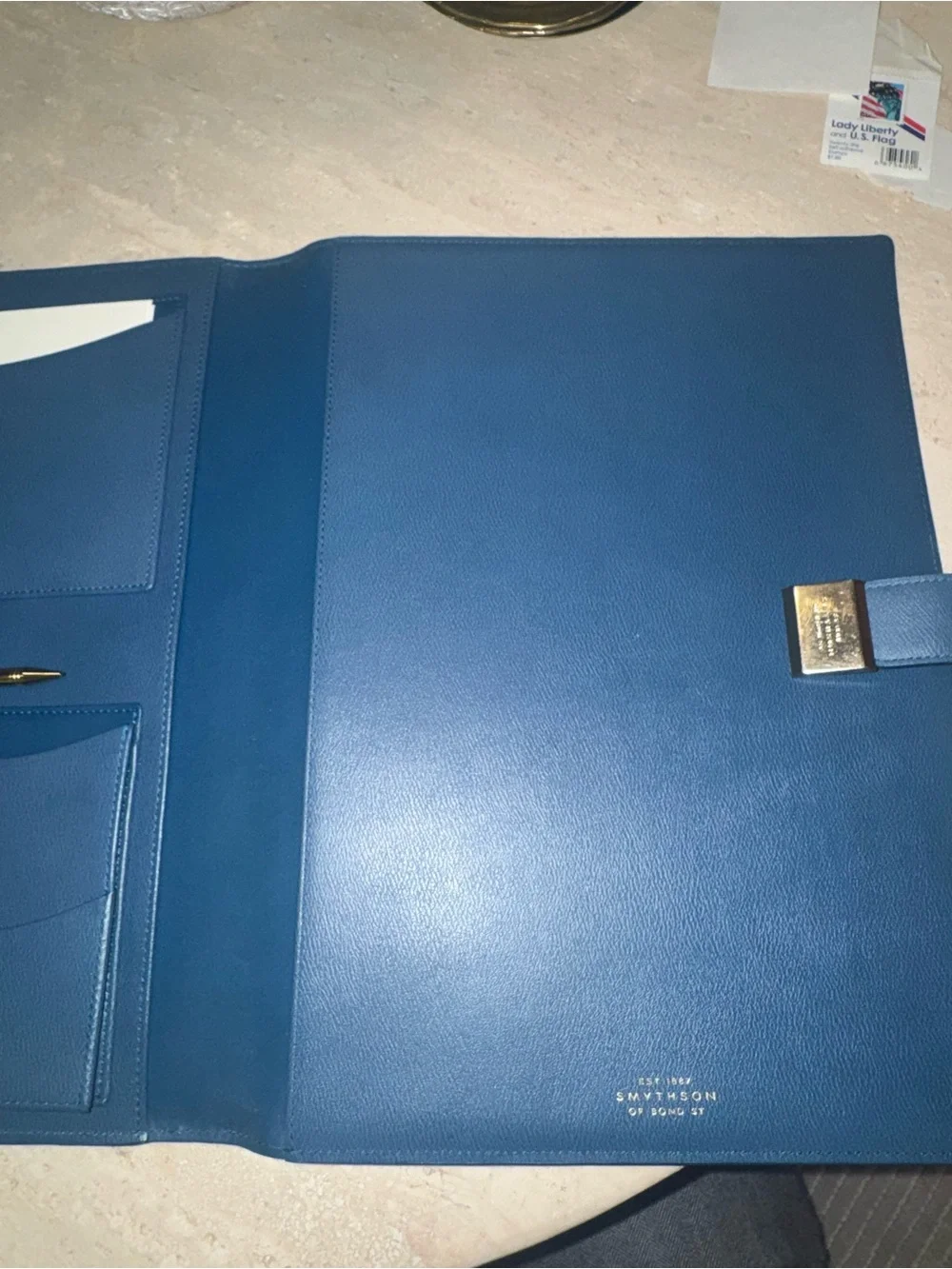 Authentic Smythson of Bond Street A4 leather portfolio - discontinued- Blue